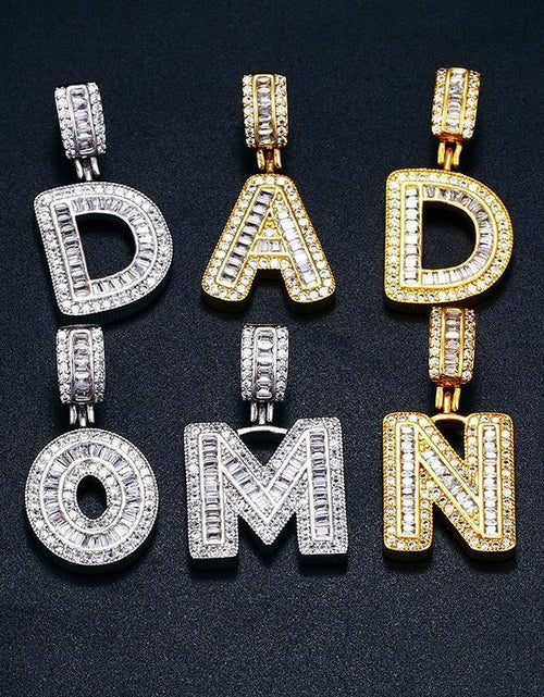 Load image into Gallery viewer, Custom Name Baguette Letters Pendant by Bling Proud | Urban Jewelry Online Store
