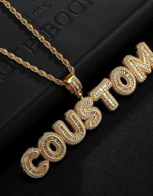 Load image into Gallery viewer, Custom Name Baguette Letters Pendant by Bling Proud | Urban Jewelry Online Store

