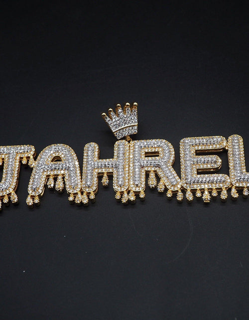 Load image into Gallery viewer, Custom Name Crown &amp; Drip Letter Pendant by Bling Proud | Urban Jewelry Online Store
