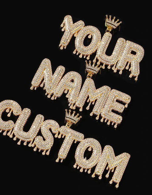 Load image into Gallery viewer, Custom Name Crown &amp; Drip Letter Pendant by Bling Proud | Urban Jewelry Online Store
