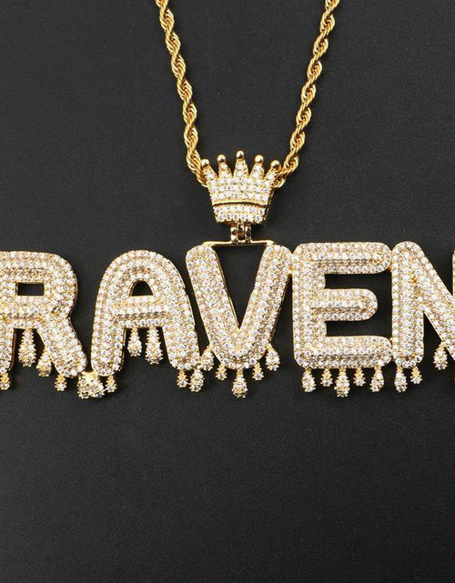 Load image into Gallery viewer, Custom Name Crown &amp; Drip Letter Pendant by Bling Proud | Urban Jewelry Online Store
