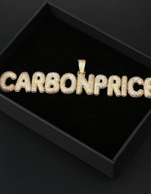 Load image into Gallery viewer, Custom Name Iced Bubble Letter Pendant 18k Gold by Bling Proud | Urban Jewelry Online Store
