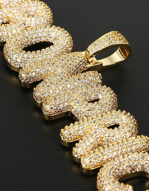Load image into Gallery viewer, Custom Name Iced Bubble Letter Pendant 18k Gold by Bling Proud | Urban Jewelry Online Store
