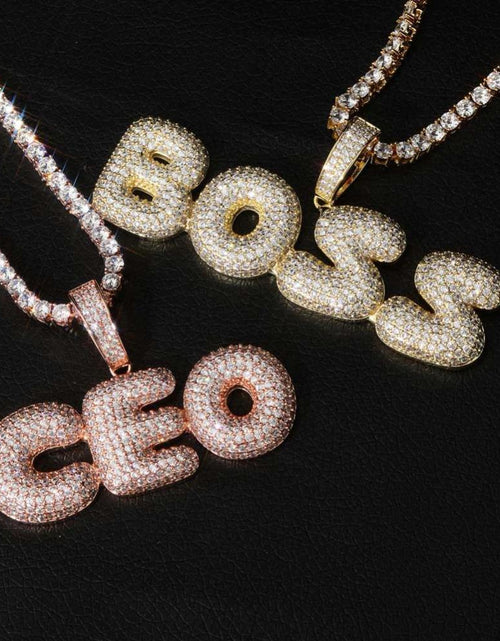 Load image into Gallery viewer, Custom Name Iced Bubble Letters Pendant with Three Colors by Bling Proud | Urban Jewelry Online Store
