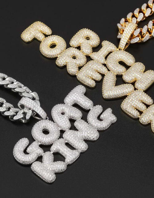 Load image into Gallery viewer, Custom Name Iced Bubble Letters Pendant with Three Colors by Bling Proud | Urban Jewelry Online Store

