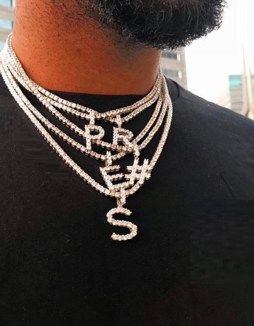 Load image into Gallery viewer, Custom Name Tennis Chain Letters Pendant by Bling Proud | Urban Jewelry Online Store
