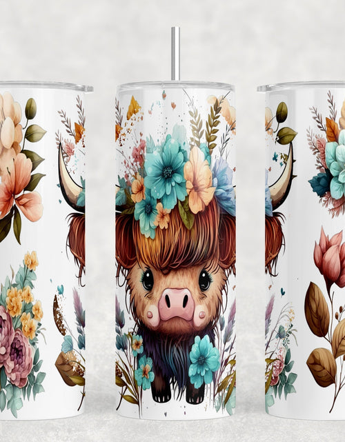 Load image into Gallery viewer, Cute Cow|Skinny Tumbler|Optional Bluetooth Speaker| Speaker Color Varies by Rowdy Ridge Co
