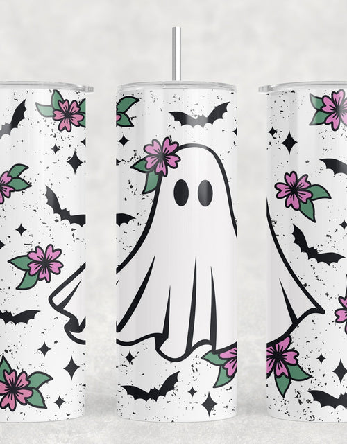 Load image into Gallery viewer, Cute Ghost - 20 oz Steel Skinny Tumbler - Optional Blue Tooth Speaker - Speaker Color will Vary by Rowdy Ridge Co

