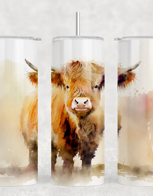 Load image into Gallery viewer, Cute Highland Cow|Skinny Tumbler|Optional Bluetooth Speaker| Speaker Color Varies by Rowdy Ridge Co
