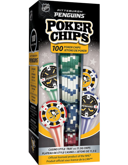 Load image into Gallery viewer, Pittsburgh Penguins 100 Piece Poker Chips by MasterPieces Puzzle Company INC
