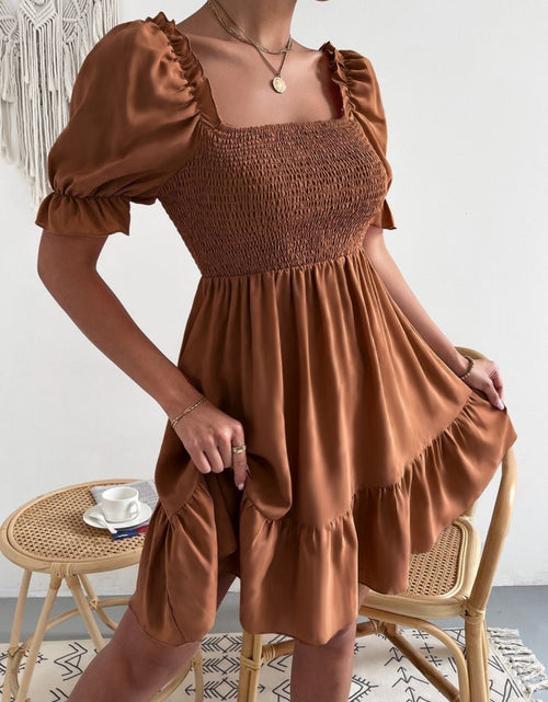 Load image into Gallery viewer, Smocked Square Neck Short Sleeve Dress
