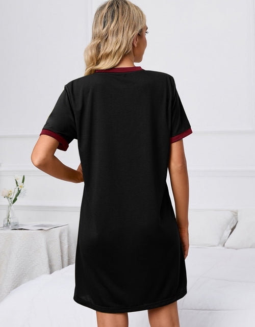 Load image into Gallery viewer, Contrast Trim Round Neck Mini Dress
