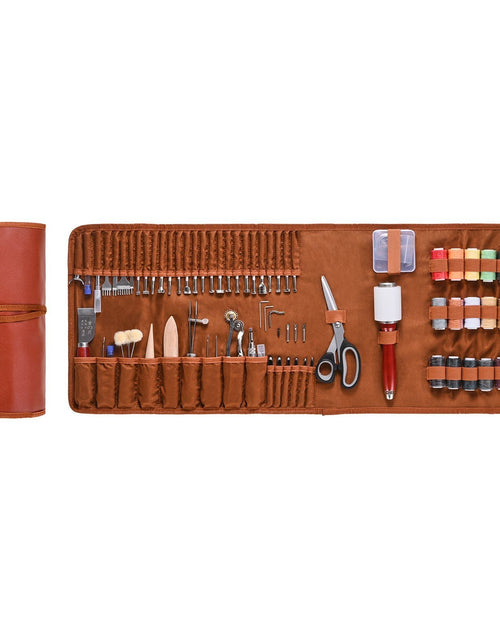 Load image into Gallery viewer, Leather Working Tools Kit 92 PCS Engraving Punching Stamping Sewing Tools
