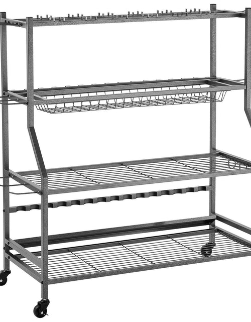 Load image into Gallery viewer, 15 Pole Fishing Rod Holder Fishing Rack Cart Organizer with Wheels for Garage
