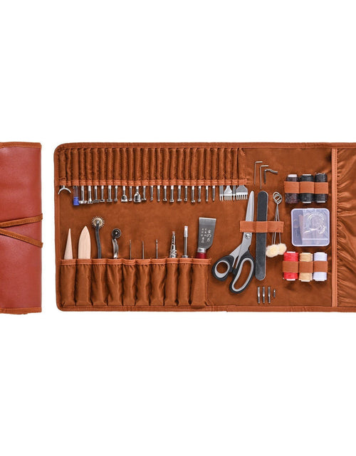 Load image into Gallery viewer, Leather Working Tools Kit 72 PCS Engraving Punching Stamping Sewing Tools
