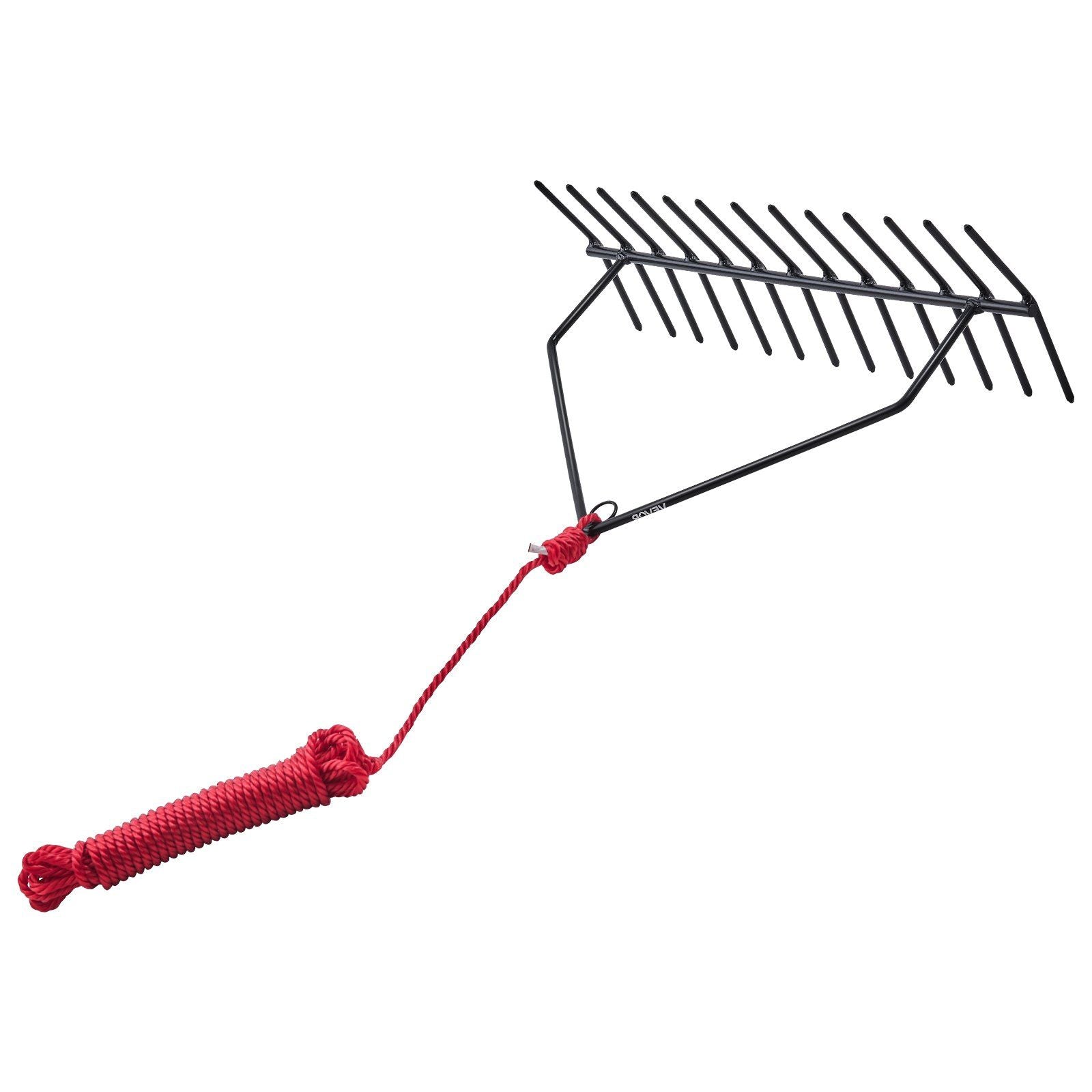 24x8.7 in Pond Aquatic Weed Rake Double-Sided Lake Weed Removal Rake 30ft Rope
