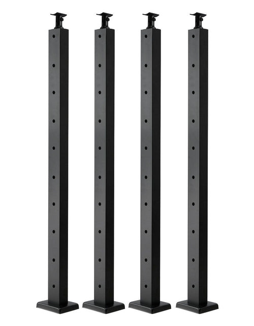 Load image into Gallery viewer, 4-Pack Cable Railing Post, 36x1x2 In Horizontal-Hole Deck Railing Post with Pre-Drilled Holes, Stainless Steel Cable Rail Post with Horizontal and Curved Bracket, Black, 4JZLGZXHS914UUOI6001V0
