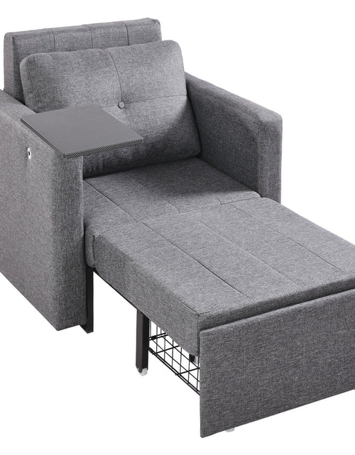 Load image into Gallery viewer, Sleeper Sofa Bed, Convertible Sleeper Bed with Side Pocket, Pillow, Armrest and Desk Board, 5 Adjustable Angles Backrest, Single Pull Out Sofa Couch with 2 Wheels and Bottom Storage, Gray
