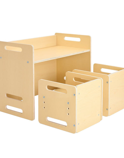 Load image into Gallery viewer, Weaning Table and Chair Set Montessori Toddler Desk with 2 Chairs Wood
