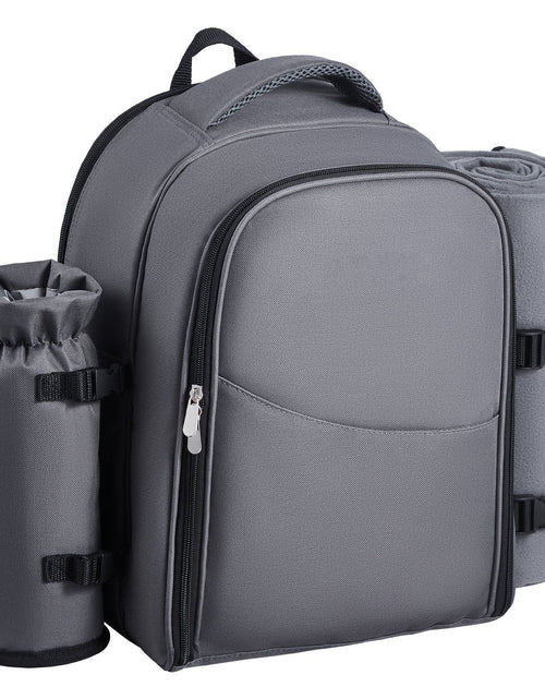 Load image into Gallery viewer, Beach Picnic Backpack Bag for 2 Person with Cooler Compartment Grey
