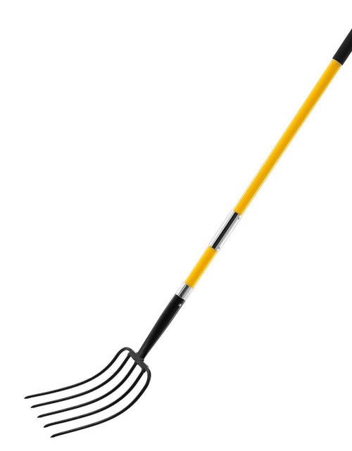 Load image into Gallery viewer, 5 Tines Garden Fork Fiberglass Handle 57 in Digging Spading Pitchfork Heavy Duty
