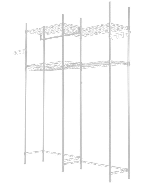Load image into Gallery viewer, Over The Washer and Dryer Storage Shelf, 4 Tier Laundry Room Drying Rack with Hanger Rod and Hooks, Adjustable Over Washer and Dryer Shelves, Laundry Room Shelf Storage Space Saver, White
