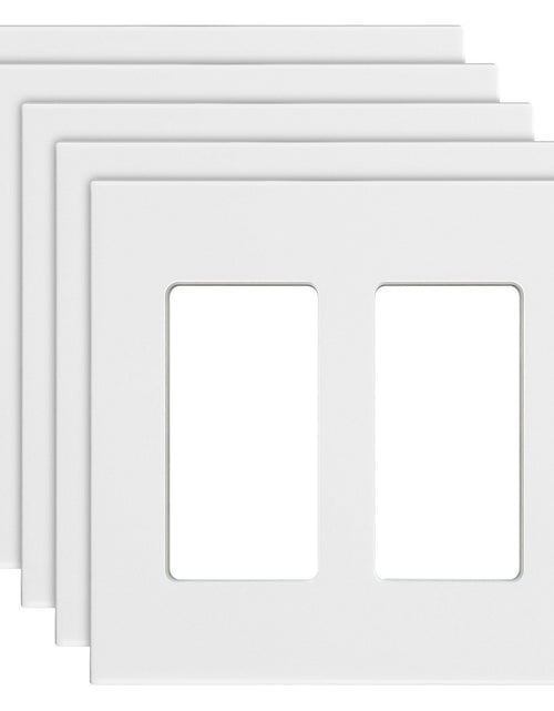 Load image into Gallery viewer, 2-Gang Rocker Light Switch Outlet Covers Wall Plates 4.57 x 4.53in White 5 Pack
