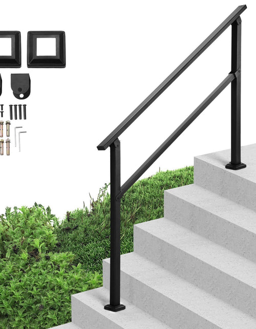 Load image into Gallery viewer, Outdoor Handrails for 4-5 Step Stairs Black Square Tube Easy Install for Senior
