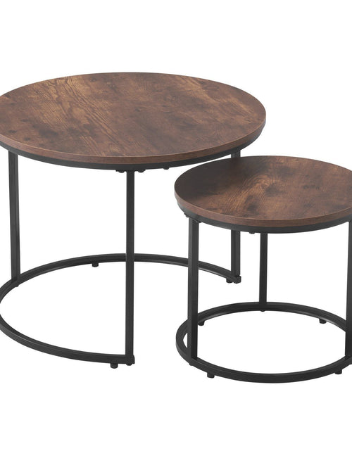 Load image into Gallery viewer, Nesting Coffee Table Set of 2, 23.6 in Round Coffee Table, Nesting Tables for Small Place, End Side Tables Night Stand with Metal Frame, for Living Room, Bedroom, Office (Vintage Brown &amp; Black)

