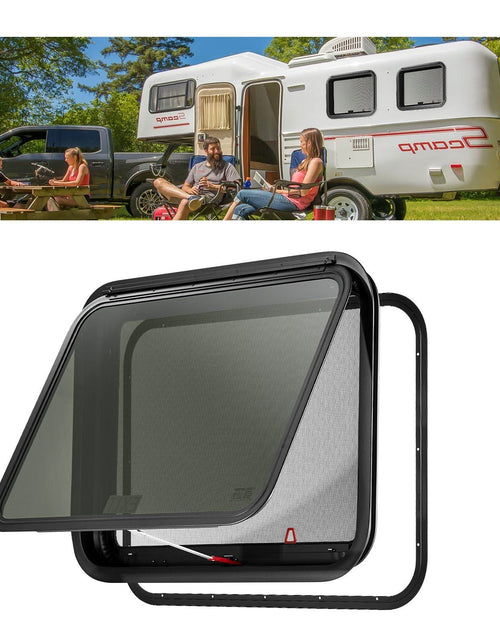 Load image into Gallery viewer, Exit RV Window 30" W x 22" H Emergency Push Out Window W/ Screen &amp; Ring
