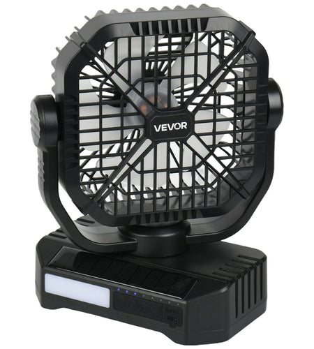 10400mAh Solar Fan Camping Fan with Solar Panel LED Lantern 7W 8 Inch
