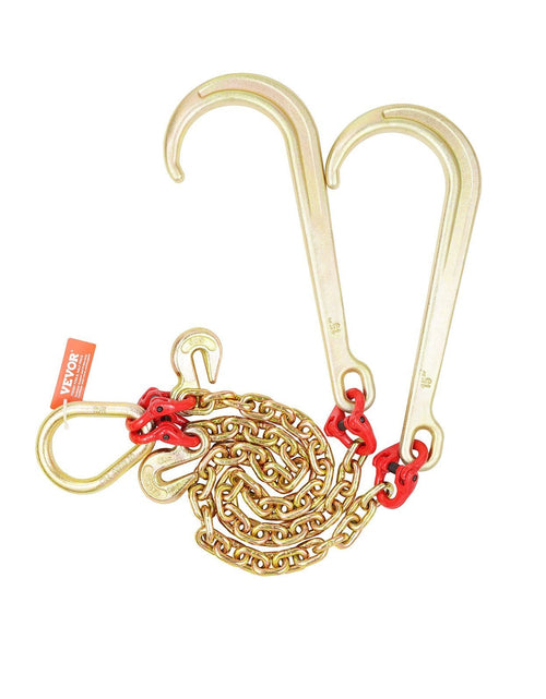 Load image into Gallery viewer, 5/16" x 2' G80 Tow Chain J Hook V-Chain Bridle Grab Hook Wrecker 10800 lbs

