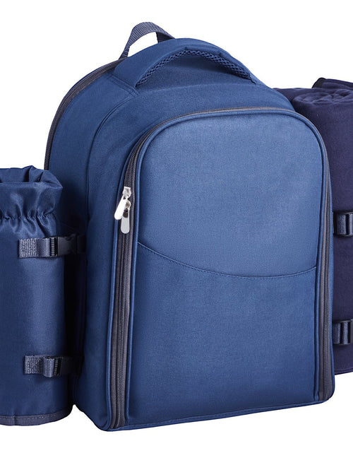 Load image into Gallery viewer, Beach Picnic Backpack Bag for 2 Person with Cooler Compartment Navy Blue
