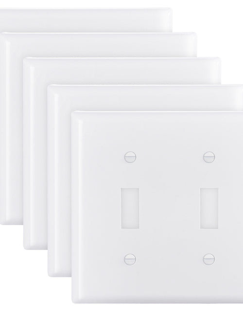Load image into Gallery viewer, 2-Gang Toggle Light Switch Outlet Covers Wall Plates 4.61 x 4.53in White 5 Pack
