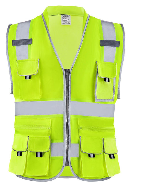 Load image into Gallery viewer, Safety Vest Reflective Yellow Work Vest with 10 Pockets for Men and Women

