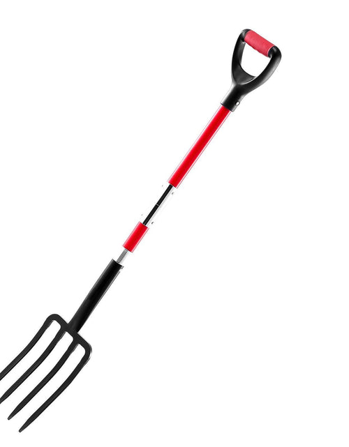 Load image into Gallery viewer, 4 Tines Garden Fork Fiberglass Handle 45 in Digging Spading Pitchfork Heavy Duty

