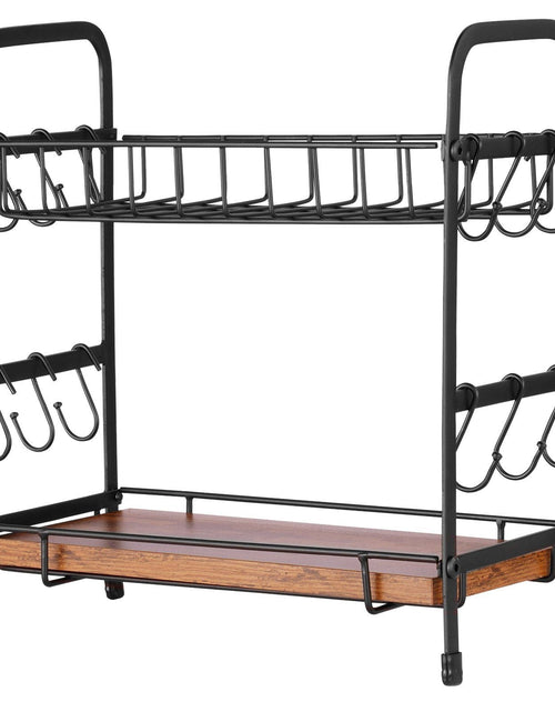 Load image into Gallery viewer, 2 Tier Coffee Bar Organizer for Countertop with 12 Movable Hooks Mug Holder
