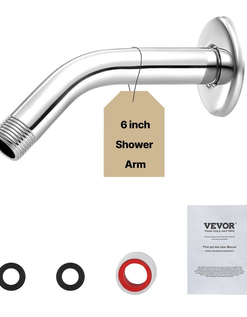 Load image into Gallery viewer, Shower Head Arm with Flange 6 Inches Wall Mounted Stainless Steel Chrome Finish
