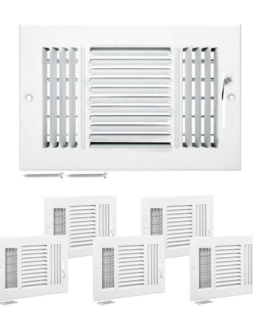 Load image into Gallery viewer, Floor Registers 3-Way 6 x 10 Inch Iron Floor Vents for HVAC Grilles 6-Pack White
