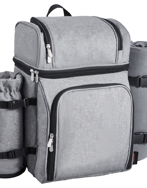Load image into Gallery viewer, Beach Picnic Backpack Bag for 4 Person with Cooler Compartment Grey
