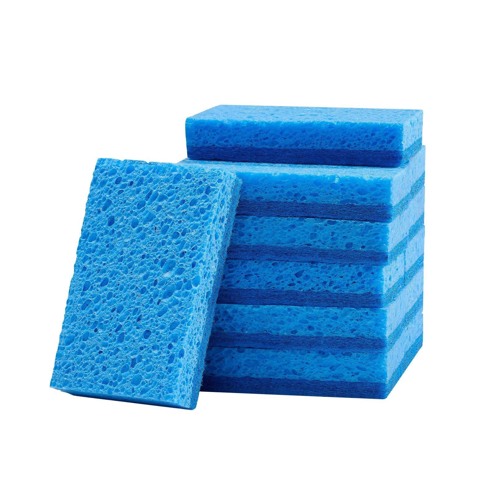 Sponges, 12 Pcs Durable Natural Kitchen Sponges with Cellulose & Scrub Pad, Easy-to-Rinse Cleaning Sponges with Honeycomb Structure & Quick Water Absorption, Fit for Home Cleaning