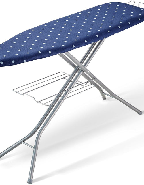Load image into Gallery viewer, Ironing Board with Bottom Storage Tray, Thickened 4 Layers Iron Board with Heat Resistant Cover and 100% Cotton Cover, 10 Adjustable Heights Ironing Board for Home Laundry Room Use (Size 55x15)
