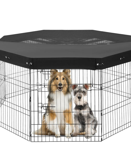 Load image into Gallery viewer, Dog Playpen 8 Panels Foldable Metal Dog Exercise Pen with Top Cover 30"H
