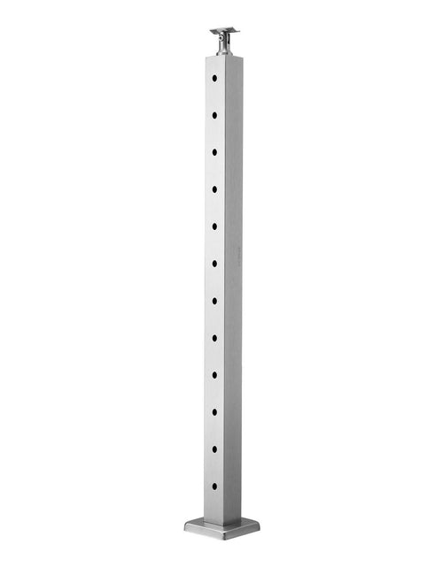Load image into Gallery viewer, Cable Railing Post, 42x2x2 Inch Level Deck Stair Posts, 1-Pack Stainless Steel Cable Handrail Post, Pre-Drilled Pickets with Mounting Bracket Stair Railing Kit, Silver, 1JZLGZXYS1061EF8W001V0

