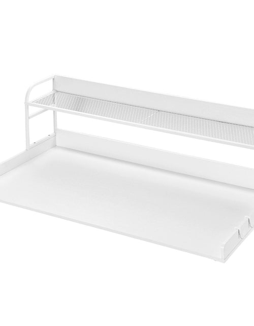 Load image into Gallery viewer, Washer Dryer Countertop for the Top, Wood Washer Dryer Topper with 2-Tier Shelf Universal Fit, Laundry Countertop with Edge Rails, 54" Width x 27" Depth Laundry Counter Storage Organization, White
