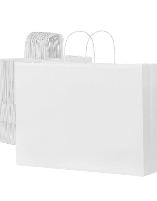 Load image into Gallery viewer, Kraft Paper Bags with Handles 50Pcs 16x6x12 in Party Shopping Retail Bag White
