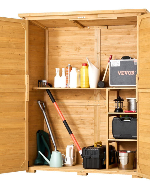 Load image into Gallery viewer, Outdoor Wooden Storage Shed Waterproof Garden Tool Metal Shed 55x67.5 inch
