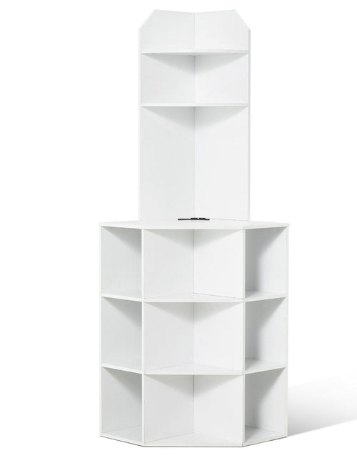 Load image into Gallery viewer, 64" Corner Storage Cabinet with Charging Station Adjustable Shelves White
