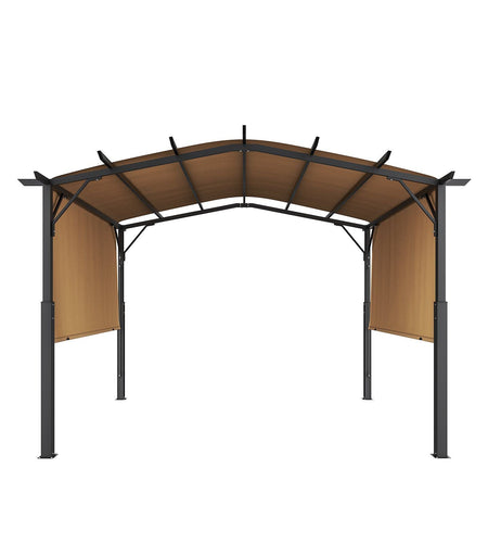 10x10 ft Outdoor Retractable Pergola with Canopy Arched Top Metal Patio Pergola