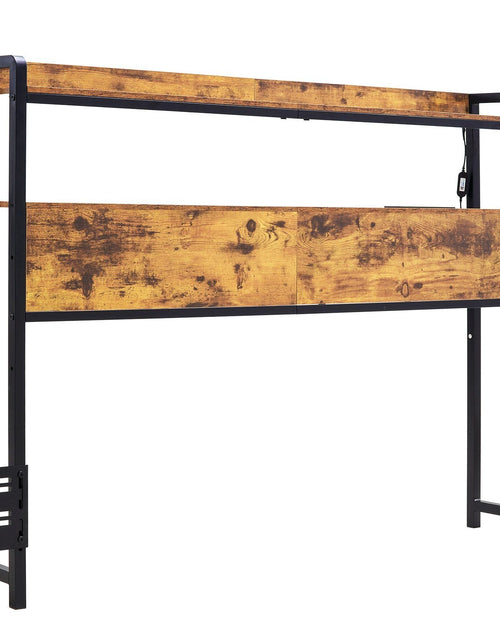 Load image into Gallery viewer, Headboard for Full Size Bed, Adjustable Height Headboard with 2 Shelves Storage, Freestanding Head Board with Charging Station and LED Light for Different Bed Frames, Easy Assembly, Brown
